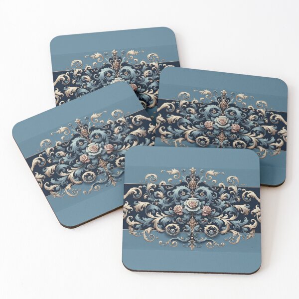 Item preview, Sky Blue & Midnight Blue Rococo With Roses designed and sold by DesignsByPrnces.
