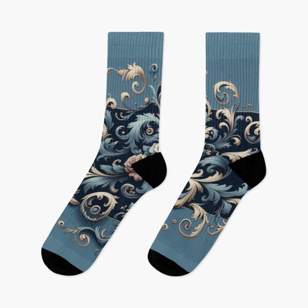 Item preview, Sky Blue & Midnight Blue Rococo With Roses designed and sold by DesignsByPrnces.