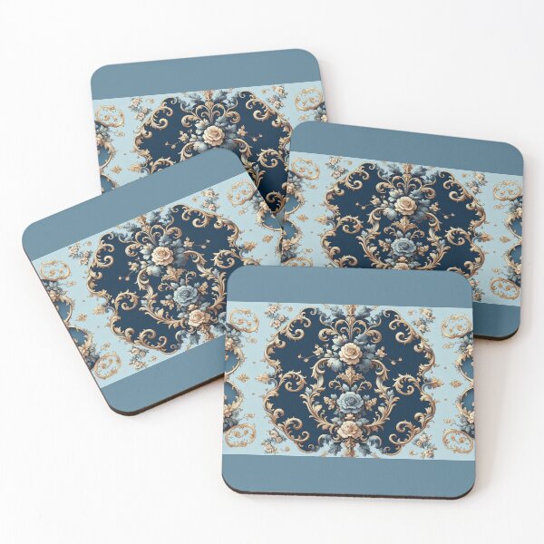Item preview, Sky Blue & Midnight Blue Rococo With Roses designed and sold by DesignsByPrnces.