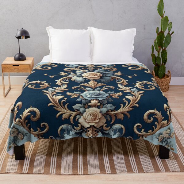 Item preview, Sky Blue & Midnight Blue Rococo With Roses designed and sold by DesignsByPrnces.