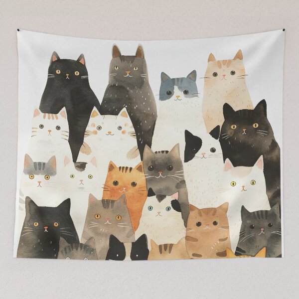 Item preview, Simple cute cats art  illustrated watercolor designed and sold by Inktown.