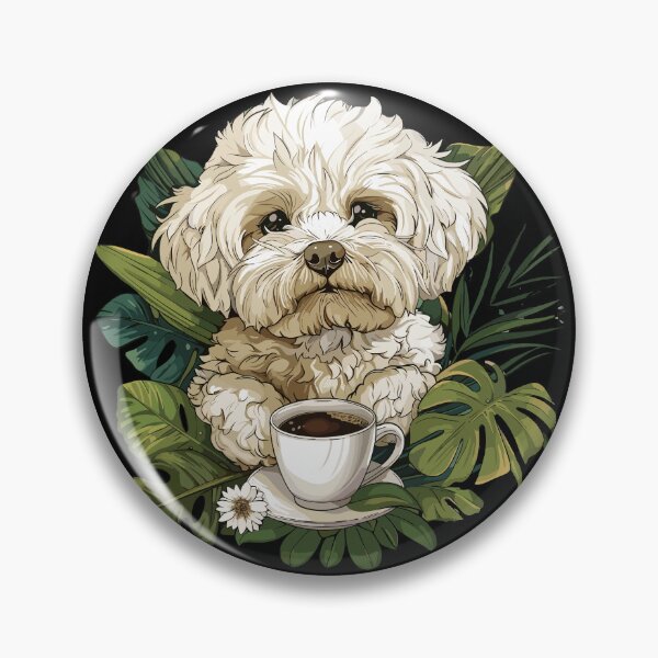 Item preview, Maltipoo with coffee among plants designed and sold by DreamVibeShirt.