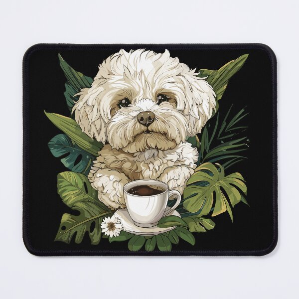 Item preview, Maltipoo with coffee among plants designed and sold by DreamVibeShirt.