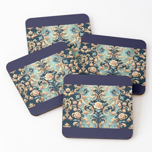 Item preview, Sky Blue & Midnight Blue Rococo With Roses designed and sold by DesignsByPrnces.