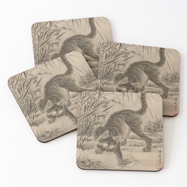 Item preview, Cat Catching Frog, Meiji era artwork designed and sold by cheeseburgercat.
