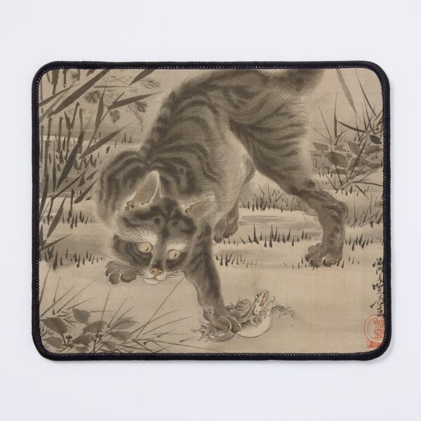 Item preview, Cat Catching Frog, Meiji era artwork designed and sold by cheeseburgercat.