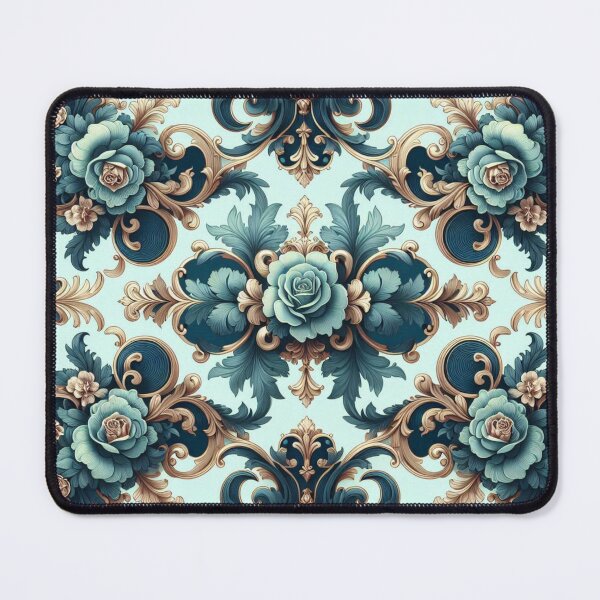 Item preview, Aqua Blue & Midnight Blue Rococo With Roses designed and sold by DesignsByPrnces.