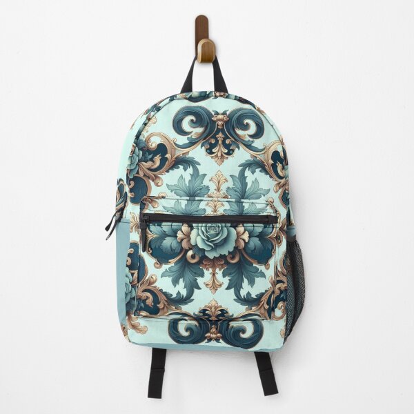 Item preview, Aqua Blue & Midnight Blue Rococo With Roses designed and sold by DesignsByPrnces.