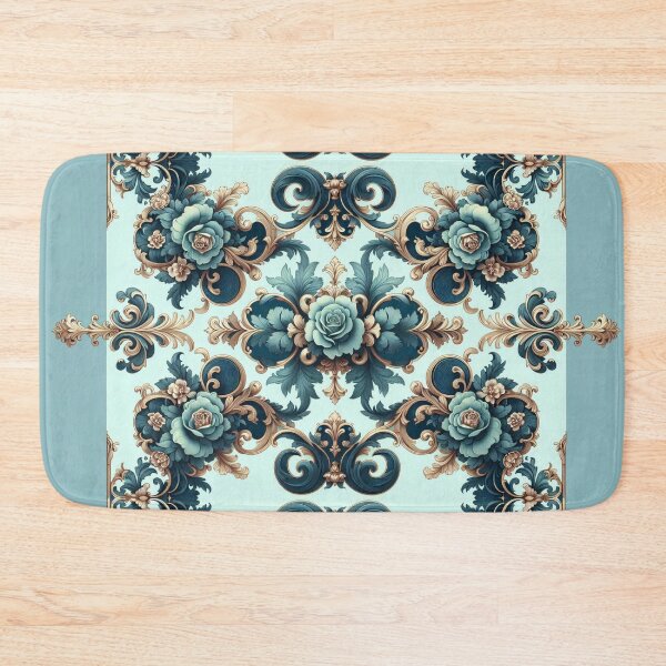 Item preview, Aqua Blue & Midnight Blue Rococo With Roses designed and sold by DesignsByPrnces.