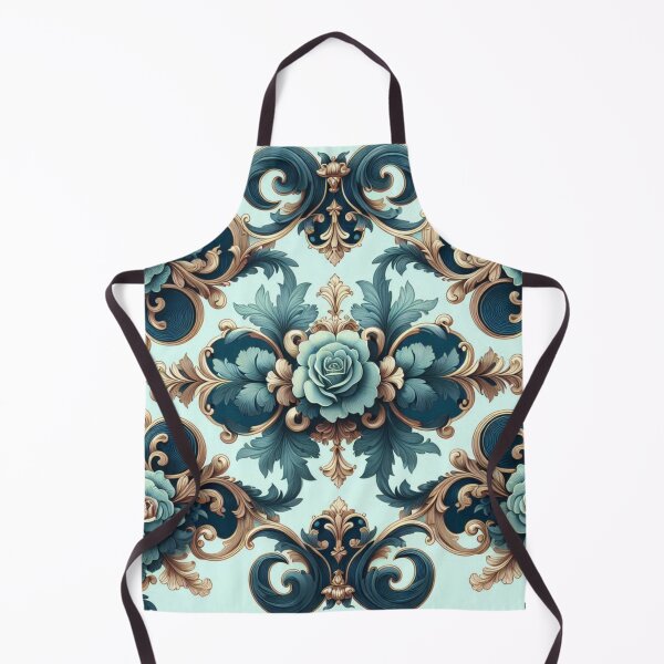 Item preview, Aqua Blue & Midnight Blue Rococo With Roses designed and sold by DesignsByPrnces.