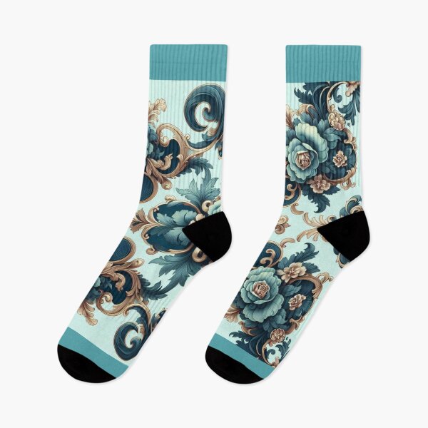 Item preview, Aqua Blue & Midnight Blue Rococo With Roses designed and sold by DesignsByPrnces.