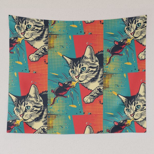 Item preview, Pop Art Illustration of Cat Ready to Attack Mouse designed and sold by Piotrek0001.