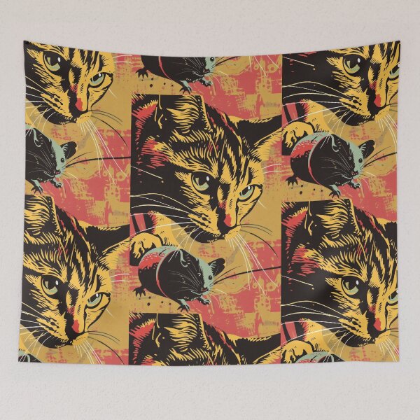 Item preview, Pop Art Illustration of Cat Ready to Attack Mouse designed and sold by Piotrek0001.