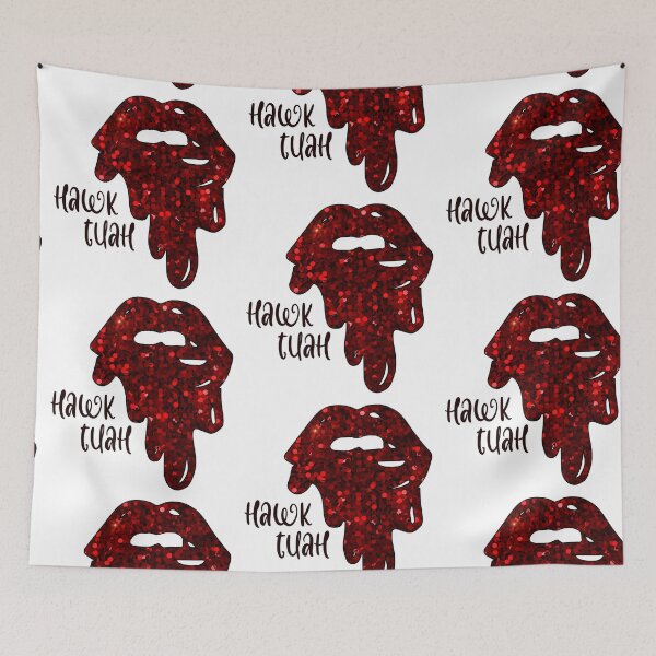 Item preview, Hawk Tuah with red glittery lips designed and sold by EmeraldeaArt.
