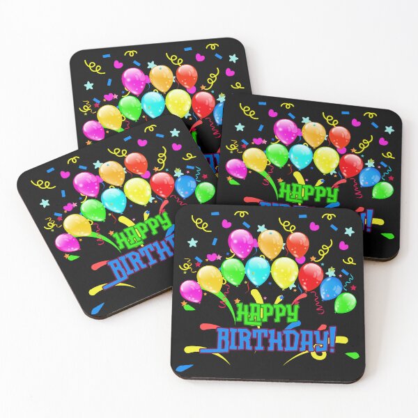 Item preview, Happy Birthday! Design with balloons in bright colors and letters in green and blue… designed and sold by FreeSoulLab.