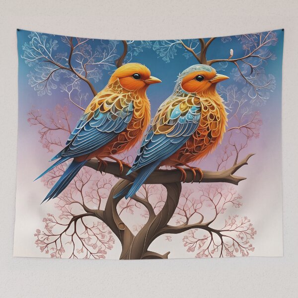 Item preview, Aesthetic Bird Art: Two Birds on a Branch designed and sold by Witsprings.