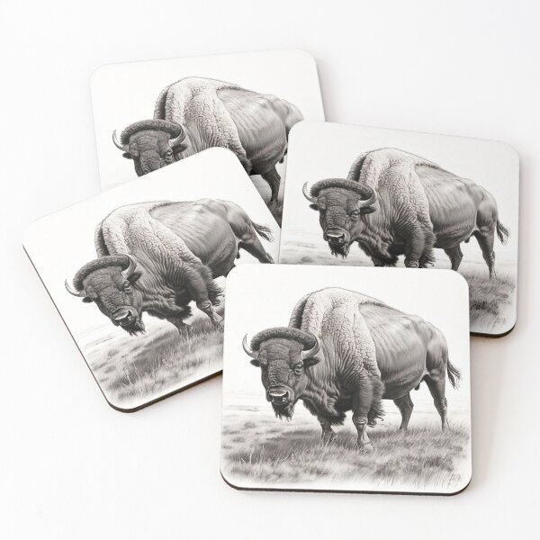 Item preview, Black and white Bison pencil drawing designed and sold by Pencil-Art.