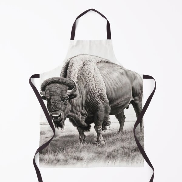 Item preview, Black and white Bison pencil drawing designed and sold by Pencil-Art.