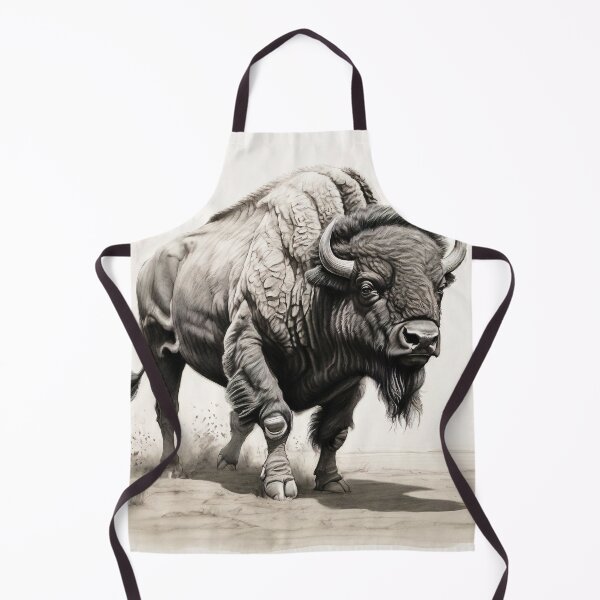 Item preview, Black and white Bison pencil drawing designed and sold by Pencil-Art.