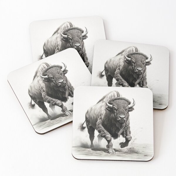 Item preview, Black and white Bison pencil drawing designed and sold by Pencil-Art.