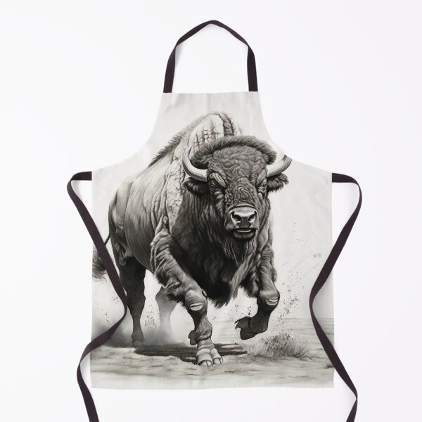 Item preview, Black and white Bison pencil drawing designed and sold by Pencil-Art.