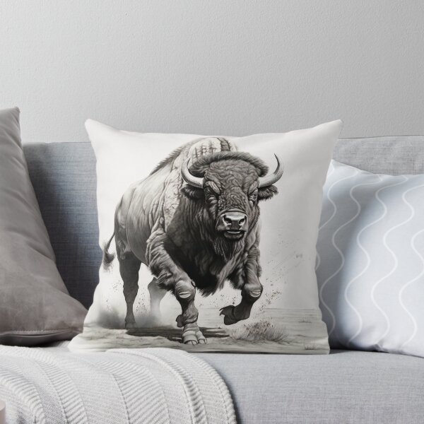 Item preview, Black and white Bison pencil drawing designed and sold by Pencil-Art.