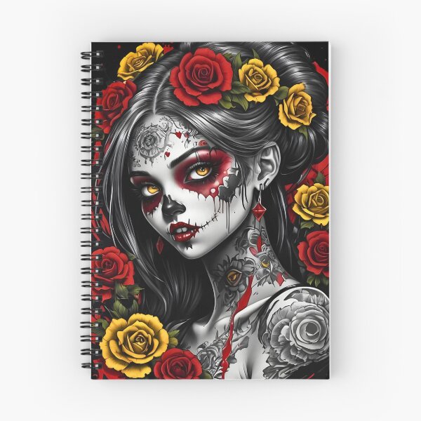 Artikelvorschau, Zombie-Mädchen-Spritzkunst-Retro-Vintage-Blumenmuster entworfen und verkauft von BorgSpareParts.