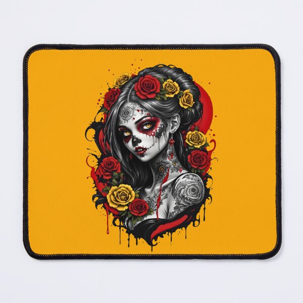 Item preview, Zombie Girl splash art retro vintage floral design designed and sold by BorgSpareParts.