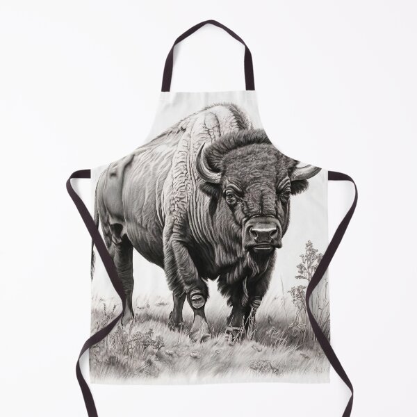 Item preview, Black and white Bison pencil drawing designed and sold by Pencil-Art.