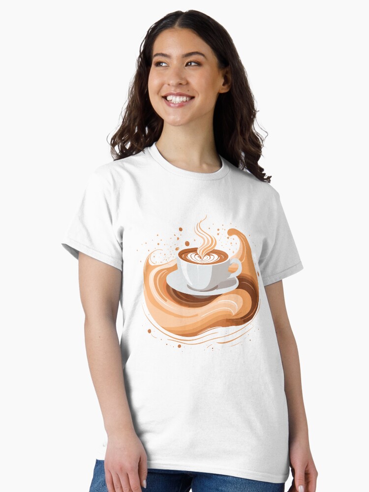 Thumbnail 2 of 7, Classic T-Shirt, A cappuccino on the wave designed and sold by starchim01.