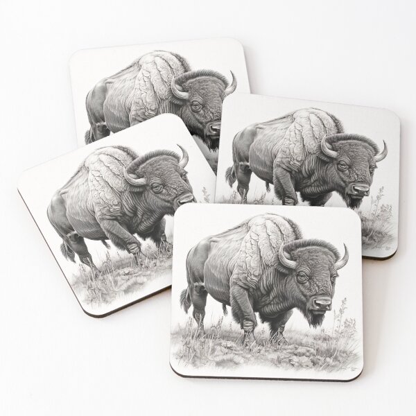 Item preview, Black and white Bison pencil drawing designed and sold by Pencil-Art.