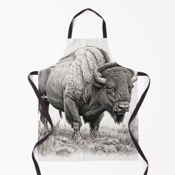 Item preview, Black and white Bison pencil drawing designed and sold by Pencil-Art.