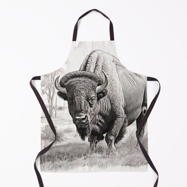 Item preview, Black and white Bison pencil drawing designed and sold by Pencil-Art.