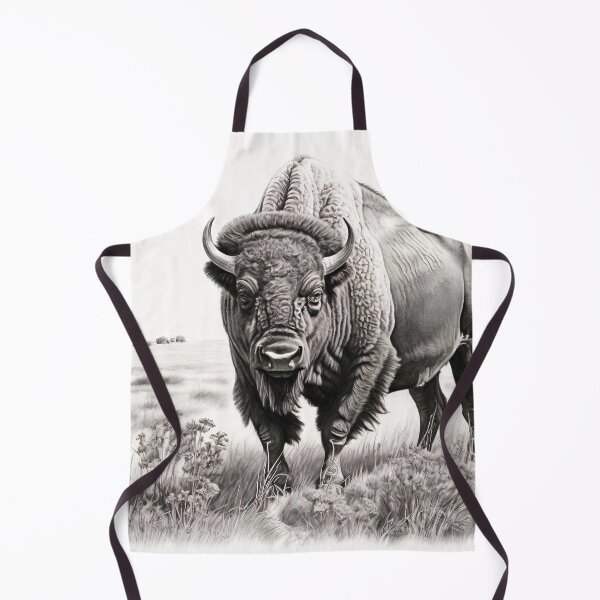 Item preview, Black and white Bison pencil drawing designed and sold by Pencil-Art.