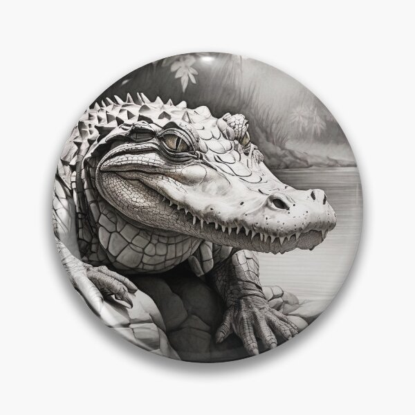 Item preview, Black and white Crocodile drawing designed and sold by Pencil-Art.