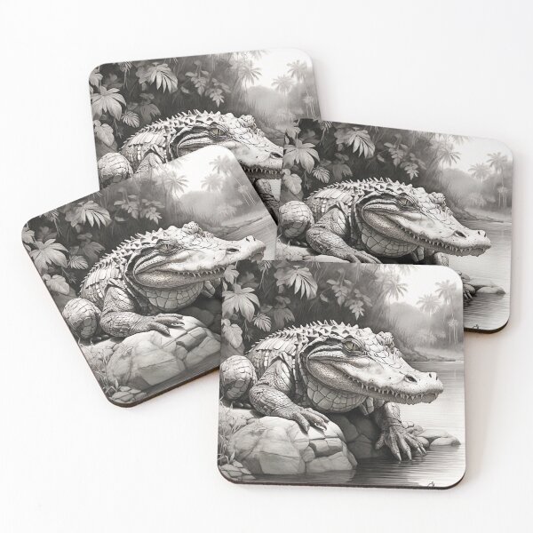 Item preview, Black and white Crocodile drawing designed and sold by Pencil-Art.