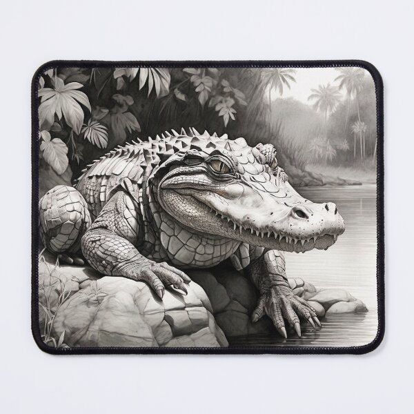 Item preview, Black and white Crocodile drawing designed and sold by Pencil-Art.