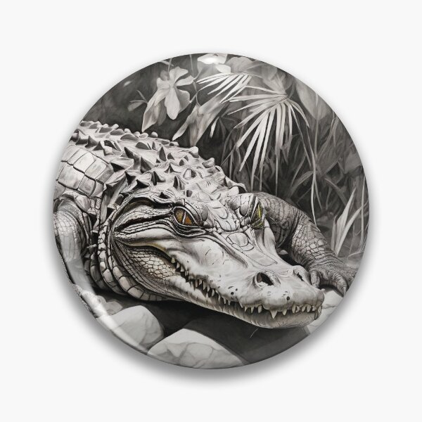 Item preview, Black and white Crocodile drawing designed and sold by Pencil-Art.