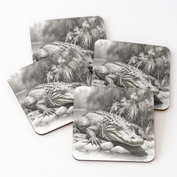 Item preview, Black and white Crocodile drawing designed and sold by Pencil-Art.