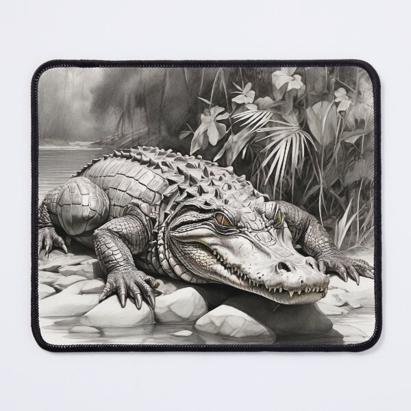 Item preview, Black and white Crocodile drawing designed and sold by Pencil-Art.