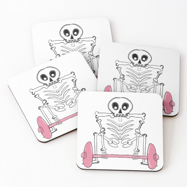Item preview, Cartoon doodle skeleton lifting a dumbbell/Halloween designed and sold by nongsao4.