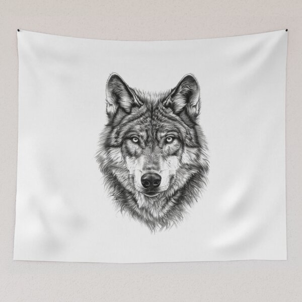 Item preview, Black and white Wolf pencil drawing  designed and sold by Pencil-Art.