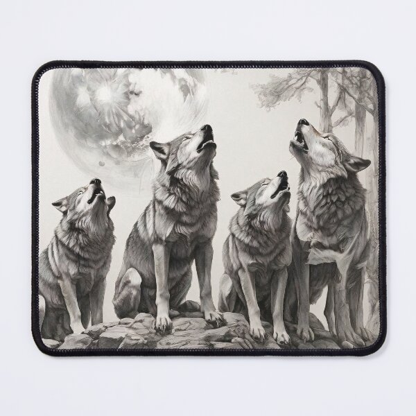 Item preview, Black and white Wolf pencil drawing designed and sold by Pencil-Art.