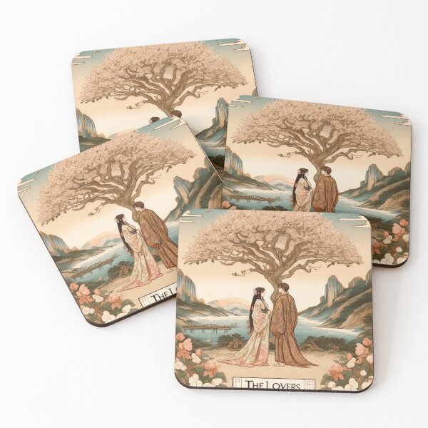 Item preview, The Lovers Tarot card (Nihonga Design)  designed and sold by OmniGoods.