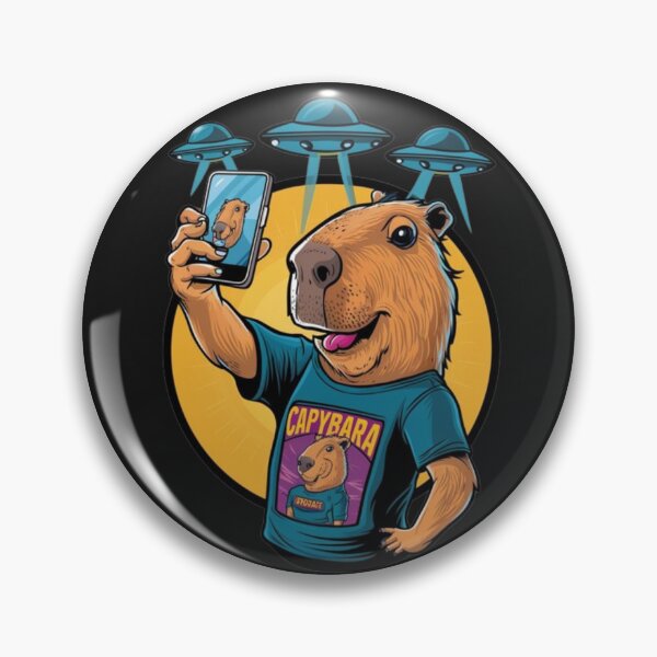 Item preview, Funny Graphic Tee Capybara Selfie with UFOs Weird designed and sold by SztylishDesigns.