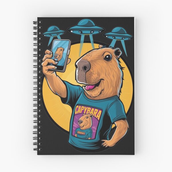 Item preview, Funny Graphic Tee Capybara Selfie with UFOs Weird designed and sold by SztylishDesigns.