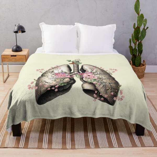 Item preview, Lungs with floral flowers and plant and branches, cystic fibrosis, cancer awareness, bloom floral, anatomy, watercolor designed and sold by Collagedream.