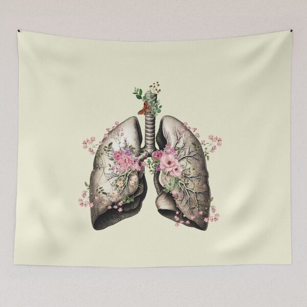 Item preview, Lungs with floral flowers and plant and branches, cystic fibrosis, cancer awareness, bloom floral, anatomy, watercolor designed and sold by Collagedream.