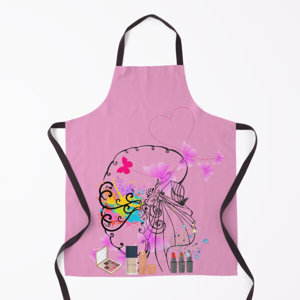 Item preview, Lady outlined in Black Ink with Pink Butterflies, paint splash in yellow, and blue with Make up designed and sold by nscott55.