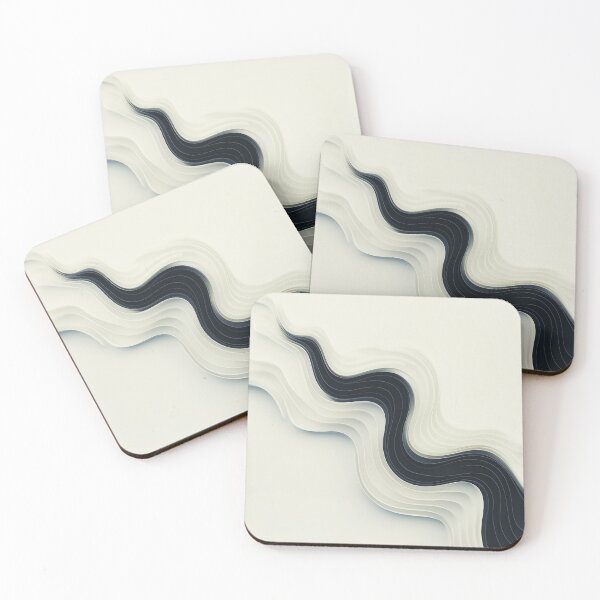 Item preview, Abstract black and white wave design on light background designed and sold by EcoMinimalArt.